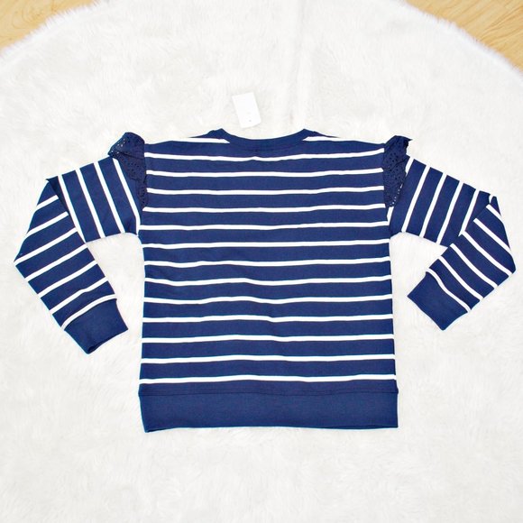 J Crew Factory Crewcuts Girl's Striped Ruffle Long Sleeves T-Shirt - Picture 3 of 5